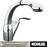 KOHLER K-6352-VS Avatar Single Control Pullout Kitchen Sink Faucet, Vibrant Stainless