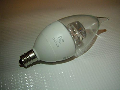 LED Bulb 3.5 Watt Dimmable Clear Flame Tip 120 Volt B10/Candelabra/E14 Base 2,700 Kelvin 200 Lumens 25,000 Average Hour Life Replaces 25W Incandescent Bulb