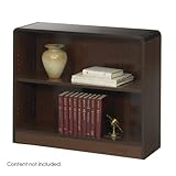 IMAGE OF Safco 2-Shelf Reinforced Radius-Edge Veneer Bookcase, Walnut