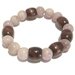 Quartz Bracelet 13 Stretch Lilac Purple Brown Wood Gemstone Healing Beaded