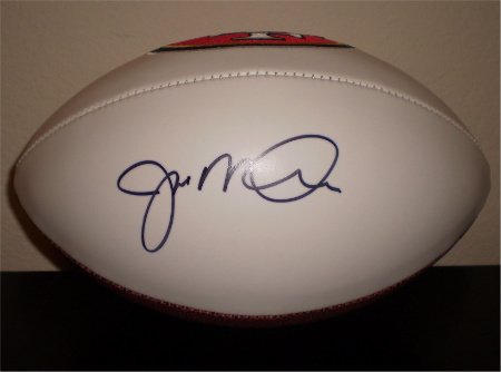 JOE MONTANA SIGNED AUTOGRAPHED SAN FRANCISCO 49ERS LOGO FOOTBALL W/ HOLOGRAM + COA