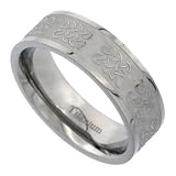 Titanium 7mm Flat Wedding Band Ring Celtic Knots Pattern Matte Finish Background Comfort-fit, sizes 7 to 14