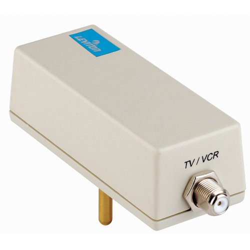 Leviton 5350-PC 2-Wire Coax Low-Voltage and Data Line, Surge Protective Device, NEMA 5-15 Plug-In for Ground, Non-Stackable