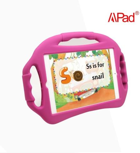 Apad Kid-friendly Lightweight Super Protection Case for Apple iPad Air / iPad 5 Air/ iPad 5th Generation Tablet with Stand (Food Grade Child-Safe Silicone Kickstand Case with 3 Handles)