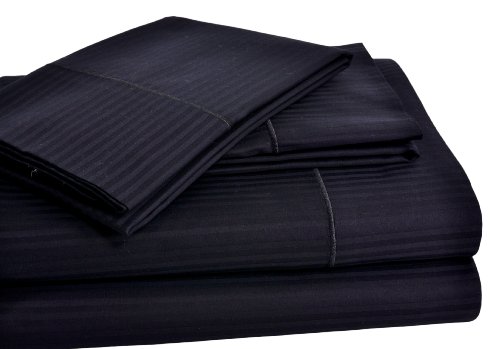 Elite Home Renaissance Luxury Collection Sateen California King Size Sheet Set, Black