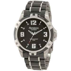 Armitron Men's 204718BKBK Black Ceramic Stainless Steel Black Ceramic Bracelet Watch