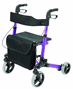 HealthSmart Aluminum Compact Lightweight Gateway Folding Rollator Walker, Purple