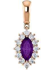 14K Rose Gold 8.00x4.00mm Marquise Cut Chatham Created Alexandrite and Diamond Pendant -- LIFETIME WARRANTY