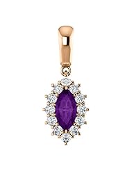 18K Rose Gold 8.00x4.00mm Marquise Cut Chatham Created Alexandrite and Diamond Pendant -- LIFETIME WARRANTY