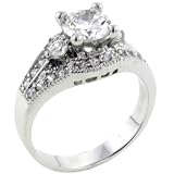 Sterling Silver Round Cut Cz Promise Cluster Right Hand Wedding Engagement Ring