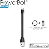PowerBot&reg; PB300 Premium Lightning Sync & Charge 5.90" Data & Charging Cable Handy Bendy Dandy for all Apple Lightning Device: iPhone 6/6 Plus, 5S/5C/5, iPad Air/Mini, iPod & More