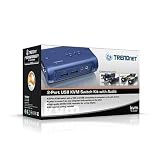 TRENDnet 2-Port USB KVM Switch Kit with Audio (Includes 2x KVM Cables) TK-209K (Blue)