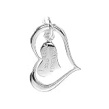 Sterling Silver I LOVE YOU FOREVER Engraved Double Open Heart Pendant