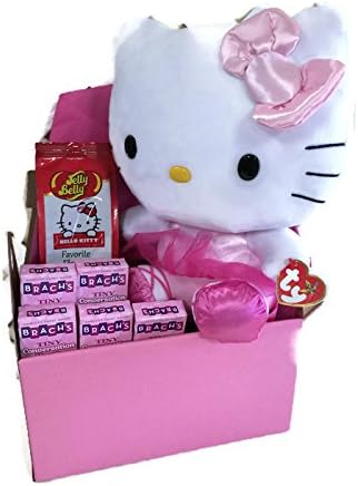 Hello Kitty Valentine Bundle: Ty Beanie Baby Hello Kitty Plush + Hello Kitty Jelly Belly Jelly Beans + Conversation Hearts