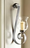 IMAGE OF Tall Iron Wall Sconce Hurricane Candle Holder Designer