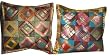 Pair of Decorative Vintage Silk Sari Toss Pillow Shams Cushion Covers