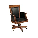 Black Leather Executive Chair with Chestnut Oak Frame Black Leather/ Chestnut Oak