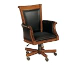 Black Leather Executive Chair with Chestnut Oak Frame