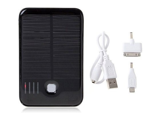 Solar Power 0.7W 5000mAh External Power Source Portable Power Bank-S5000, Black