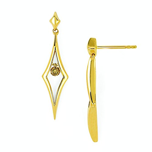 Brilliance in Motion 14K Yellow Gold .12 c.t. TW Brown Diamond North Star Drop Earrings