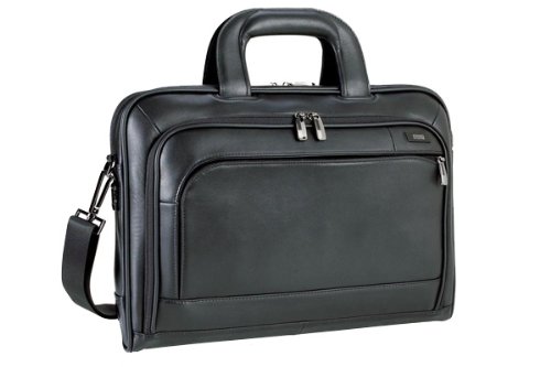 Zero Halliburton Leather 2 Slim Computer Brief Black