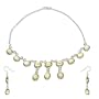 Silver Gemstone Necklace Earrings Set (gnklcs358)