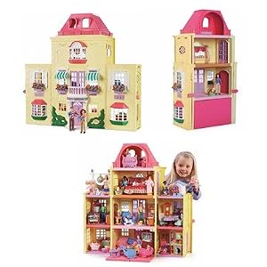 Twin Time Dollhouse with Bathroom, Living Room and Kitchen Accessory Sets by 