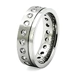 7mm Titanium Ring with CZ (Sizes 8-12)
