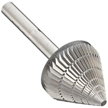 PFERD 60 Degree Cone Carbide Bur, Uncoated (Bright) Finish, Double Cut, Point End, 1/8" Shank, 1/8" Head Diameter, 3/32" Head Length (SJ-42)