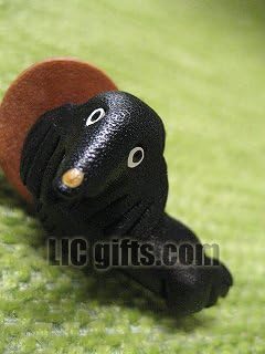 Dachshund Black Leather Dog Small Keychain VANCA CRAFT-Collectible keyring Made in Japan