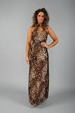 90S Womens Leopard Long Chiffon Maxi Dress Size 8-14 Uk – Summer – Evening – Side zip – Long