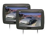 GSI Super Quality Pair of Car Seat Adjustable Headrest Units With Built-In 10.2-Inch LCD/TFT Video Widescreen Monitors - IR Transmitter Included for Wireless Headphones Connection - Full Function Remote Control - Black