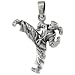 Sterling Silver Martial Arts Karate Pendant, 1 1/16 in. (27mm) tall