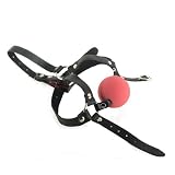 Leather Head Harness - Soft Rubber Ball Gag (Large)