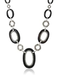 Judith Jack "Sparkles" Sterling Silver, Marcasite and Onyx Drama Collar Necklace, 18"