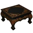Handmade Asian Furniture - 21" Black Tibetan Accent / Coffee Table With Painted Dragons & Flowers