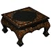 Handmade Asian Furniture - 21" Black Tibetan Accent / Coffee Table With Painted Dragons & Flowers
