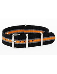 20mm [ Black Gray Orange ] James Bond Nylon Nato Watch Band Military Strap G10
