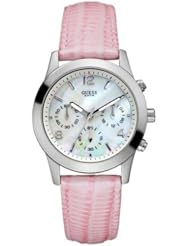 Guess Pink Leather Chronograph Ladies Watch W11148L1