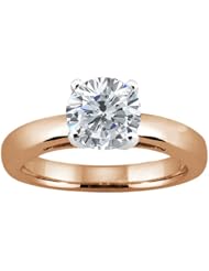 0.90 Ct Round H/I SI1/SI2 Diamond 18K Rose Gold Solitaire Ring