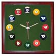 Square Cherry Billiard Clock With Spruce Mali Felt - Billiards > Novelty Clocks