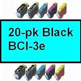 20 BLACK BCI-3E COMPATIBLE CANON INK CARTRIDGES NON-OEM HIGH YIELD CARTRIDGES