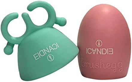 ICandie Modern Wearable Nail Polish Bottle Holder with FREE Egg Shaped Makeup Brush Cleaner (Creamy Mint)
