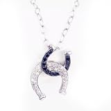 14K Black & White Diamond Double Horseshoe Pendant