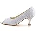 Elegantpark EP11013-25 Women Pumps Peep Toe Mid Heel Lace Satin Bridal Wedding Shoes