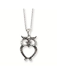 Sterling Silver CZ Cubic Zirconia & Rhodium Owl 18" Necklace - Antique Boutique - Vintage Style - Jewelry