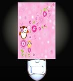 Retro Pink Owls Decorative Night Light