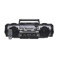 Elta 6921 Tragbarer Stereo Radiorekorder (CD-/MP3-Player, UKW/MW/LW/KW-Tuner, 200 Watt PMPO Verst�rker, Lautsprechersystem, Teleskopantenne, Mikrofon, Doppelkassettendeck-Recorder) schwarz