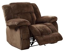 Big Sale Homelegance 9636-1 Laurelton Textured Plush Microfiber Glider Recliner Chair, Chocolate Brown