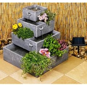 Ambiente 4-Tier Cascade Solar Water Feature Planter